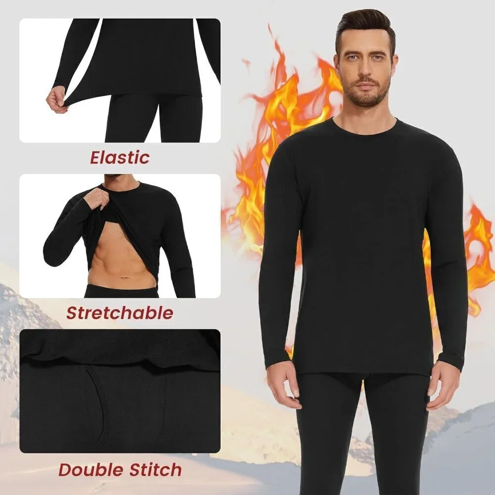 Thermal Underwear for Men Long Johns Set - Fleece Lined Base Layer for Cold Weat